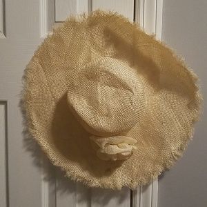 Womens straw wide brim hat